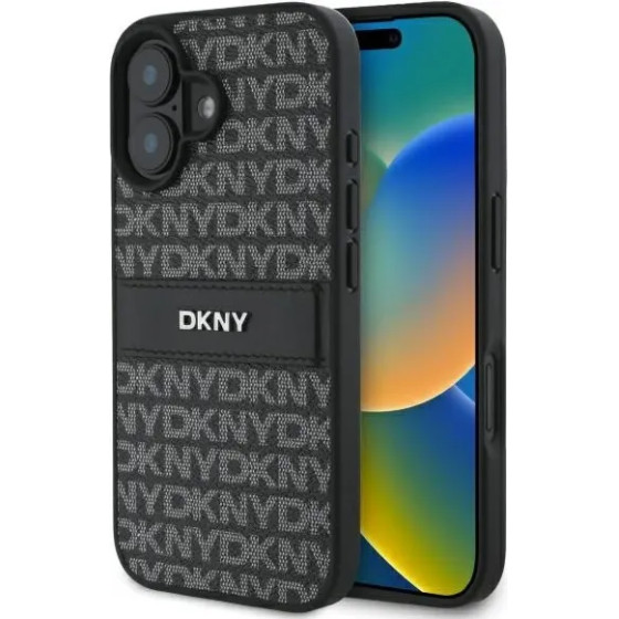 DKNY Texture Pattern Tonal Stripe iPhone 16 Case - Black - (DK000263-0)
