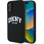 DKNY Silicone White Printed Logo MagSafe iPhone 16 Case - Black - (DK000273-0)