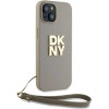 DKNY Wrist Strap Stock Logo case for iPhone 15 / 14 / 13 - beige - (DK000192-0)