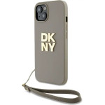 DKNY Wrist Strap Stock Logo case for iPhone 15 Plus - beige - (DK000193-0)