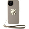 DKNY Wrist Strap Stock Logo case for iPhone 15 Plus - beige - (DK000193-0)