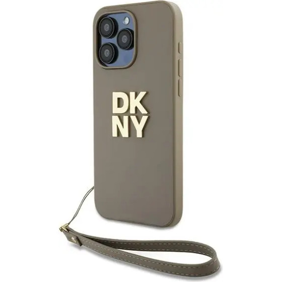 DKNY Wrist Strap Stock Logo case for iPhone 15 Pro Max - beige - (DK000195-0)