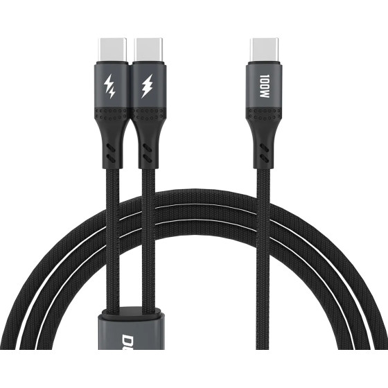 Dudao 2in1 Cable 100W 1.2m 2 x USB-C - Black - (L3F)