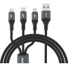 Dudao 3 in 1 60W MicroUSB USB-C Lightning Cable 1.2m - Black - (L3E)