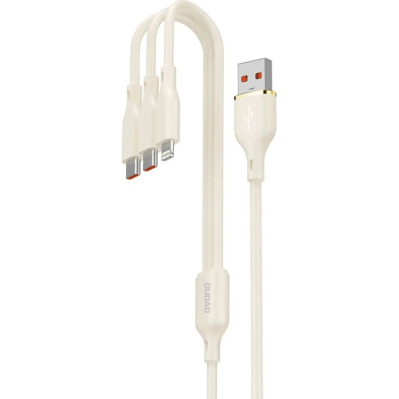 Dudao 3in1 USB-A - 2x USB-C / Lightning 66W Cable 1.2m - beige - (L7SE)