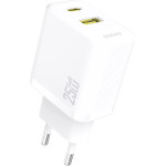 Dudao A26T GaN 25W USB-A, USB-C Charger - White - (A26T-white)