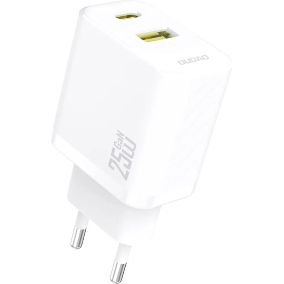 Dudao A26T GaN 25W USB-A, USB-C Charger - White - (A26T-white)