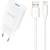 Dudao A4EU USB-A 2.1A wall charger - white + USB-A - Lightning cable - (A4EUL)