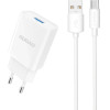 Dudao A4EU USB-A 2.1A wall charger - white + USB-A - USB-C cable - (A4EUT)