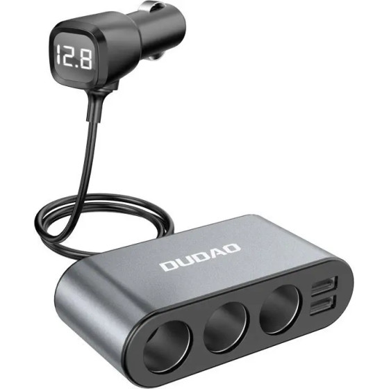 Dudao car charger 2x USB / 3x cigarette lighter splitter black - (R1Pro black)