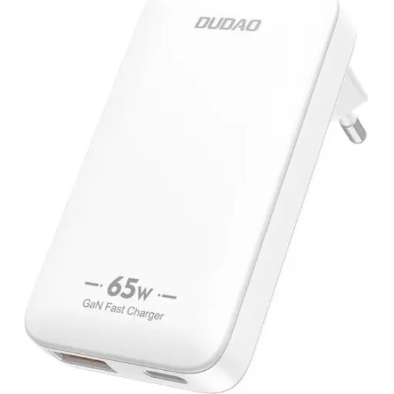 Dudao GaN A65Q 65W USB-A / USB-C PD Ultra-Thin Wall Charger - White - (A65Q white)