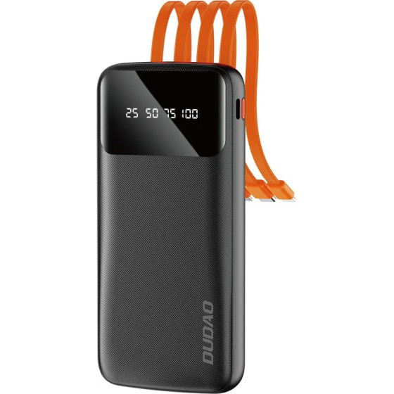Dudao K6Pro Universal 10000mAh Power Bank with USB Cable, USB Type C, Lightning Black - (K6Pro-black)