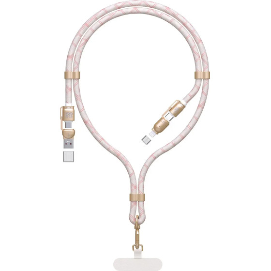 Dudao L20MAX 4in1 Cable / Lanyard USB-A / USB-C / Lightning PD QC 65W 1.5m - Pink - (L20MAX-Pink)