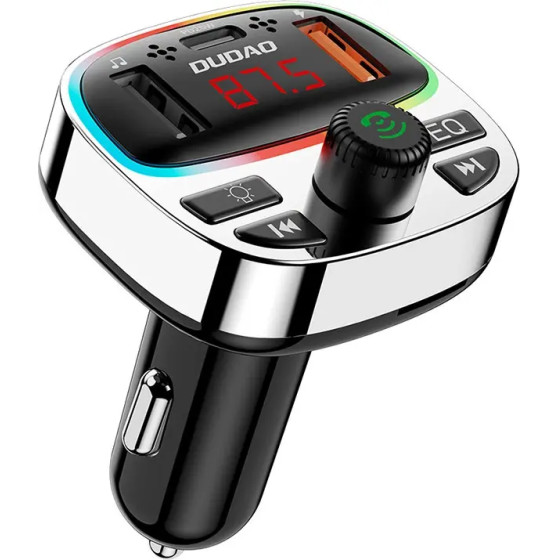 Dudao Transmitter with PD25W Bluetooth 5.3 RGB Charging Ports - Black and Silver - (R2PRO+)