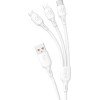 Dudao USB cable - USB C / micro USB / Lightning 480Mb/s 6A 1.2m - white - (L8AW)
