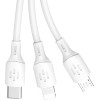 Dudao USB cable - USB C / micro USB / Lightning 480Mb/s 6A 1.2m - white - (L8AW)