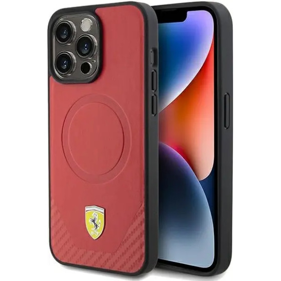 Ferrari Carbon Metal Logo MagSafe case for iPhone 15 Pro - red - (FER000616-0)