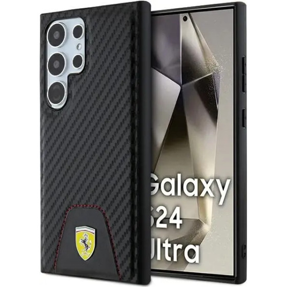 Ferrari Carbon Stitched Bottom case for Samsung Galaxy S24 Ultra - black - (FER000645-0)
