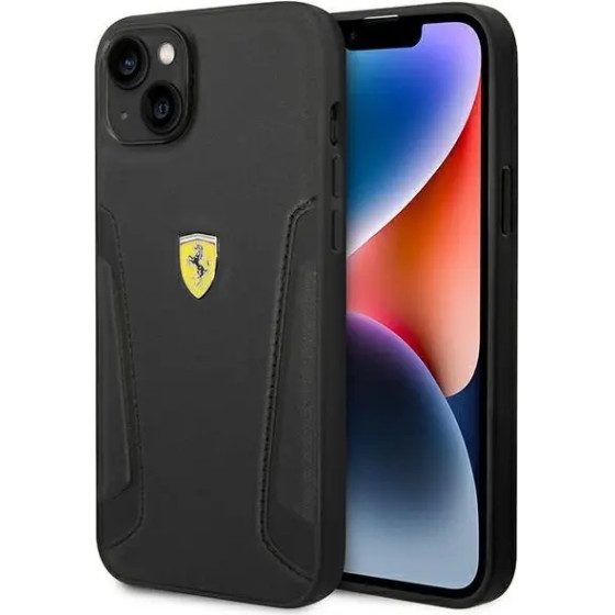 Ferrari FEHCP14MRBUK iPhone 14 Plus 6.7 black/black hardcase Leather Stamp Sides - (FER000534-0)