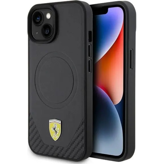 Ferrari FEHMP15SPTEK iPhone 15 6.1 black/black hardcase Carbon Metal Logo MagSafe - (FER000600-0)
