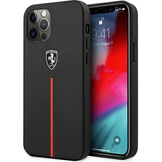 Ferrari FEOMSHCP12LBK iPhone 12 Pro Max black/black hardcase Off Track Leather Nylon Stripe - (FER000464-0)