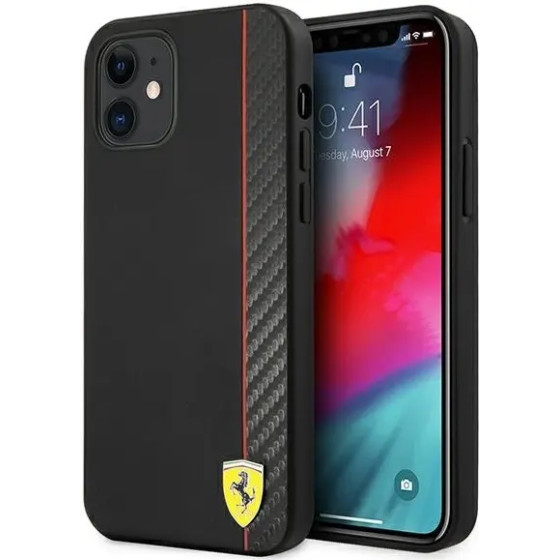 Ferrari FESAXHCP12SBK iPhone 12 mini 5.4 black/black hardcase On Track Carbon Stripe - (FER000469-0)