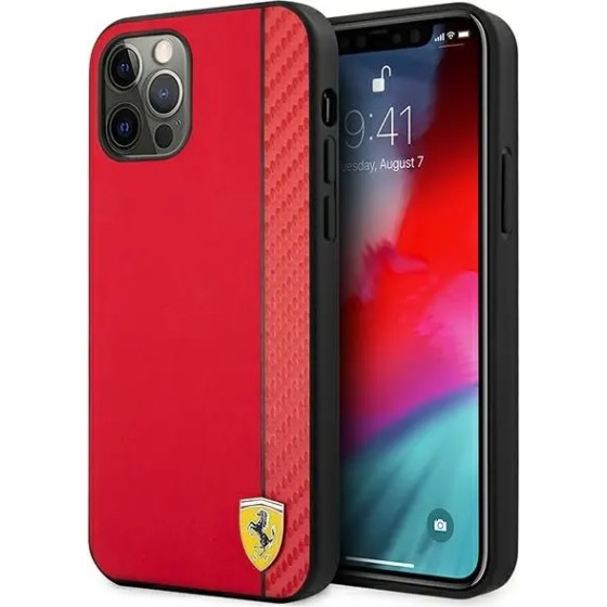 Ferrari FESAXHCP12LRE iPhone 12 Pro Max 6.7 red/red hardcase On Track Carbon Stripe - (FER000467-0)