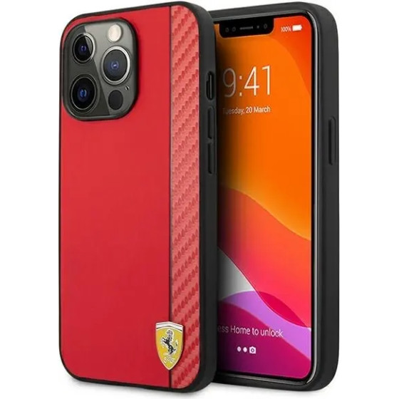 Ferrari FESAXHCP13XRE iPhone 13 Pro Max 6.7 red/red hardcase On Track Carbon Stripe - (FER000479-0)