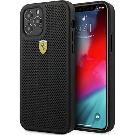 Ferrari FESPEHCP12MBK iPhone 12/12 Pro 6.1 black/black hardcase On Track Perforated - (FER000397-0)