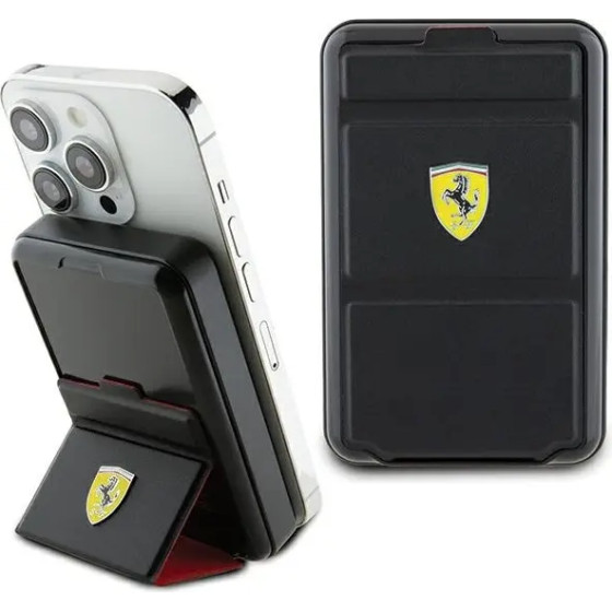 Ferrari Powerbank Metal Logo MagSafe induction 15W 10000 mAh with stand function - black - (FER000626-0)