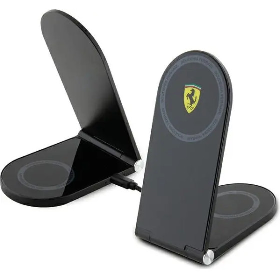 Ferrari Printed Logo MagSafe foldable 2in1 15W inductive charger - black - (FER000627-0)