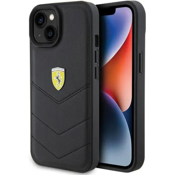 Ferrari Quilted Metal Logo case for iPhone 15 - black - (FER000594-0)