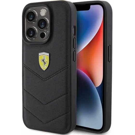 Ferrari Quilted Metal Logo case for iPhone 15 Pro - black - (FER000595-0)