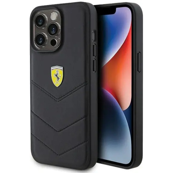 Ferrari Quilted Metal Logo case for iPhone 15 Pro Max - black - (FER000596-0)