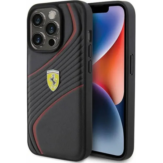 Ferrari Twist Metal Logo case for iPhone 15 Pro - black - (FER000592-0)