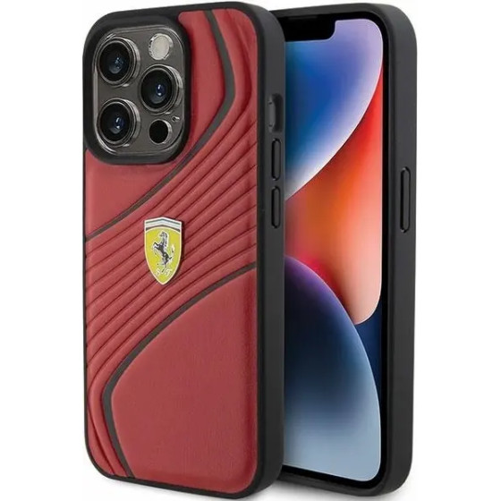 Ferrari Twist Metal Logo case for iPhone 15 Pro - red - (FER000589-0)