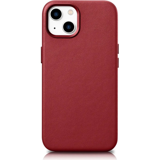 iCarer Case Leather case cover made of natural leather for iPhone 14 Plus red (compatible with MagSafe) - (WMI14220707-RD)