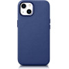 iCarer Case Leather cover for iPhone 14 Plus genuine leather case blue (compatible with MagSafe) - (WMI14220707-BU)