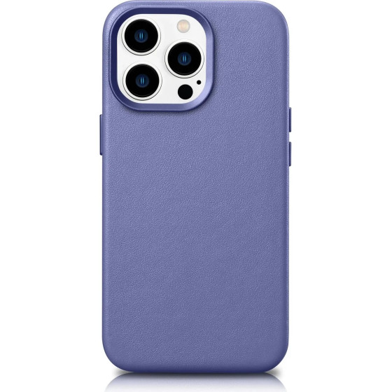 iCarer Case Leather Cover Genuine Leather Case for iPhone 14 Pro Max Light Purple (MagSafe Compatible) - (WMI14220708-LP)