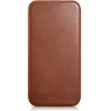iCarer CE Oil Wax Premium Leather Folio Case iPhone 14 Plus magnetic flip case MagSafe brown - (AKI14220707-BN)