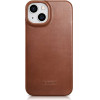 iCarer CE Oil Wax Premium Leather Folio Case iPhone 14 Plus magnetic flip case MagSafe brown - (AKI14220707-BN)
