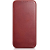 iCarer CE Oil Wax Premium Leather Folio Case iPhone 14 Plus Magnetic Flip Leather Folio Case MagSafe Red - (AKI14220707-RD)