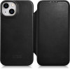 iCarer CE Oil Wax Premium Leather Folio Case Leather Case iPhone 14 Plus Magnetic Flip MagSafe Black - (AKI14220707-BK)