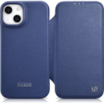 iCarer CE Premium Leather Folio Case iPhone 14 Plus Magnetic Flip Leather Folio Case MagSafe Blue - (WMI14220715-BU)