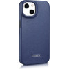 iCarer CE Premium Leather Folio Case iPhone 14 Plus Magnetic Flip Leather Folio Case MagSafe Blue - (WMI14220715-BU)