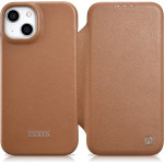 iCarer CE Premium Leather Folio Case iPhone 14 Plus Magnetic Flip Leather Folio Case MagSafe Brown - (WMI14220715-BN)
