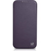 iCarer CE Premium Leather Folio Case iPhone 14 Plus Magnetic Flip Leather Folio Case MagSafe Dark Purple - (WMI14220715-DP)