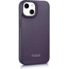 iCarer CE Premium Leather Folio Case iPhone 14 Plus Magnetic Flip Leather Folio Case MagSafe Dark Purple - (WMI14220715-DP)