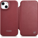 iCarer CE Premium Leather Folio Case iPhone 14 Plus Magnetic Flip Leather Folio Case MagSafe Red - (WMI14220715-RD)