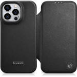 iCarer CE Premium Leather Folio Case iPhone 14 Pro Magnetic Flip Leather Folio Case MagSafe black - (WMI14220714-BK)